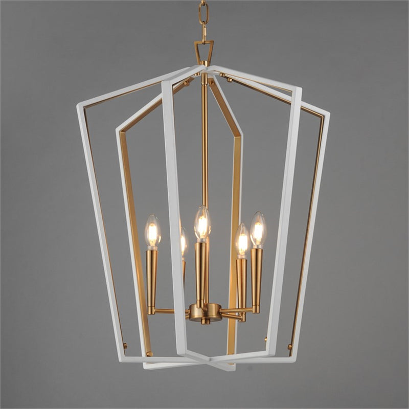 Maxim Lighting Melrose 5Lt 27.5" Entry Foyer Pendant, White/Brass