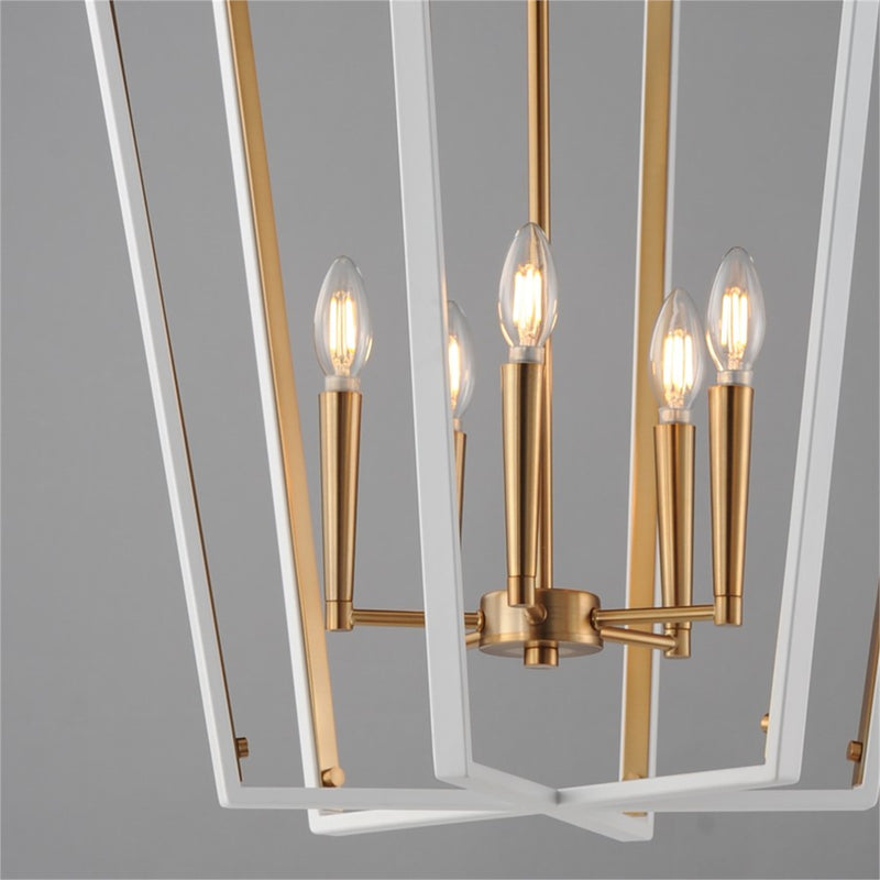 Maxim Lighting Melrose 5Lt 27.5" Entry Foyer Pendant, White/Brass