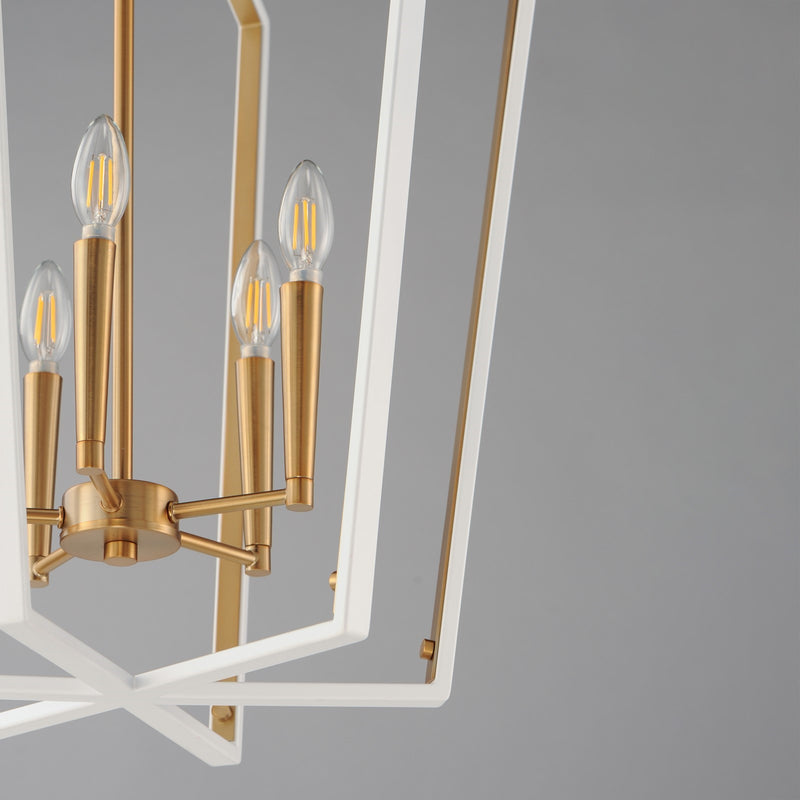Maxim Lighting Melrose 5Lt 27.5" Entry Foyer Pendant, White/Brass