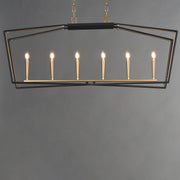 Maxim Melrose 48in 6-Light Linear Pendant | Modern Matte Black and Natural Aged Brass Steel | Kitchen Island & Dining Room | Model 28616BKNAB