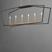 Maxim Melrose 48in 6-Light Linear Pendant | Modern Matte Black and Natural Aged Brass Steel | Kitchen Island & Dining Room | Model 28616BKNAB