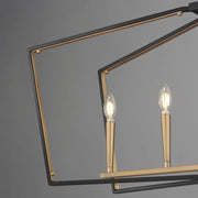 Maxim Melrose 48in 6-Light Linear Pendant | Modern Matte Black and Natural Aged Brass Steel | Kitchen Island & Dining Room | Model 28616BKNAB