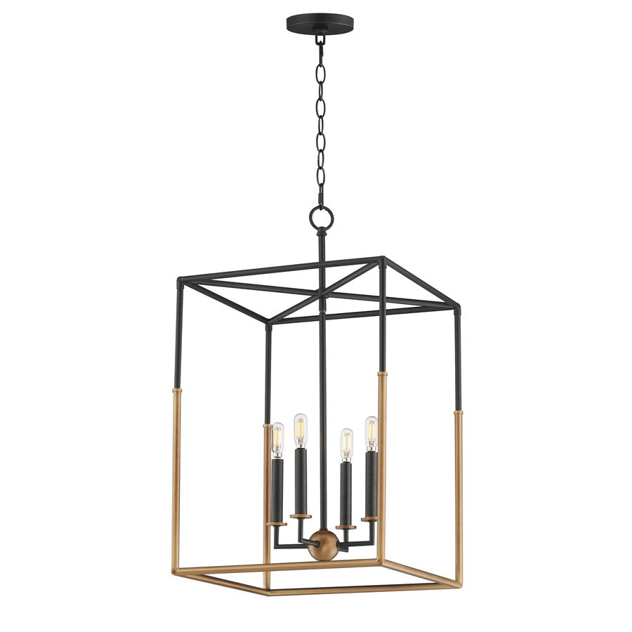 Maxim Lighting SoHo 4Lt 28.25" Entry Foyer Pendant, Black/Brs - 28625BKWBR