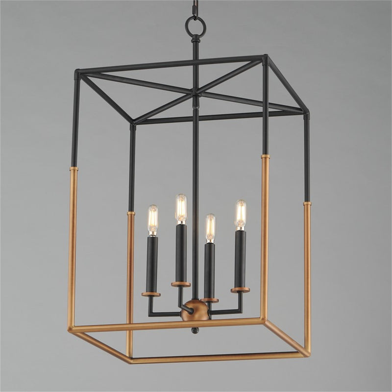Maxim Lighting SoHo 4Lt 28.25" Entry Foyer Pendant, Black/Brs
