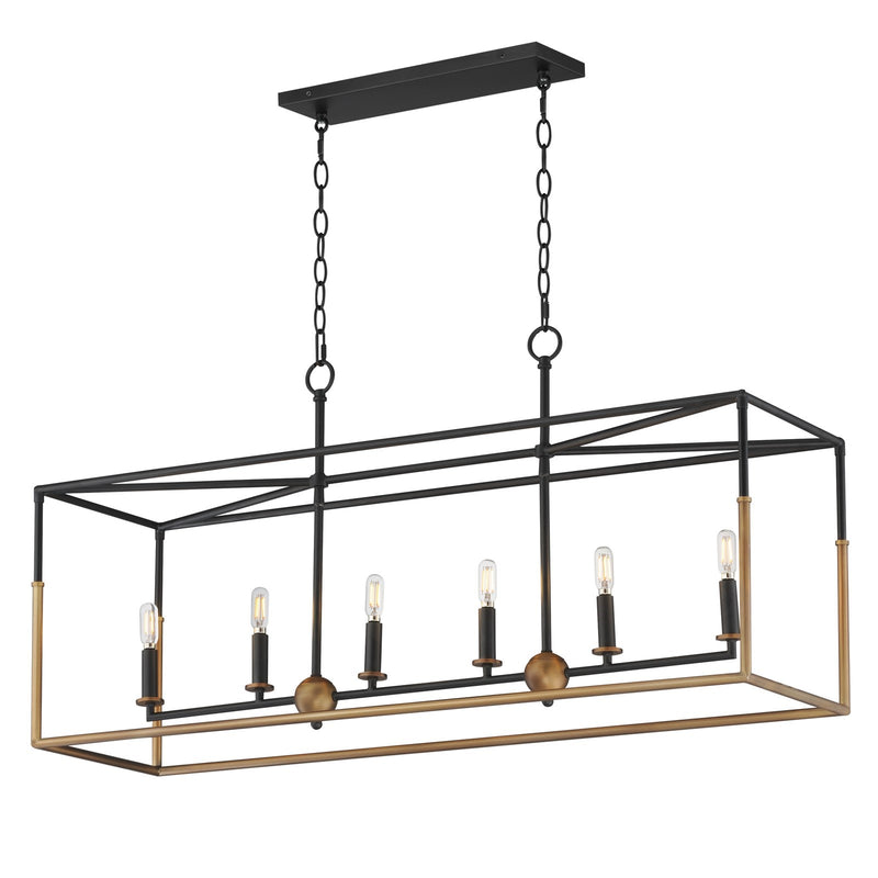 Maxim Lighting SoHo 6Lt 21" Linear Pendant, Black/Weathered Brass