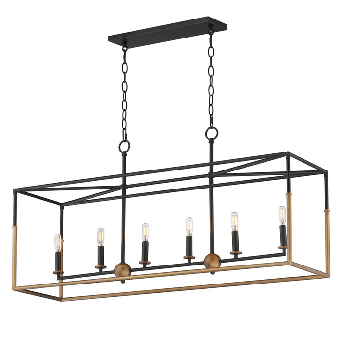 Maxim Lighting SoHo 6Lt 21" Linear Pendant, Black/Weathered Brass - 28626BKWBR