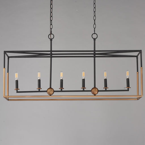 Maxim Lighting SoHo 6Lt 21" Linear Pendant, Black/Weathered Brass
