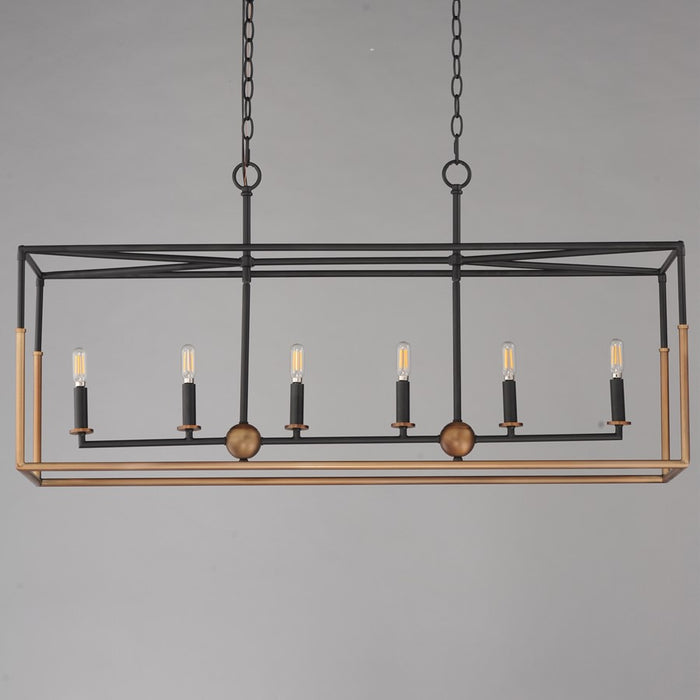 Maxim Lighting SoHo 6Lt 21" Linear Pendant, Black/Weathered Brass