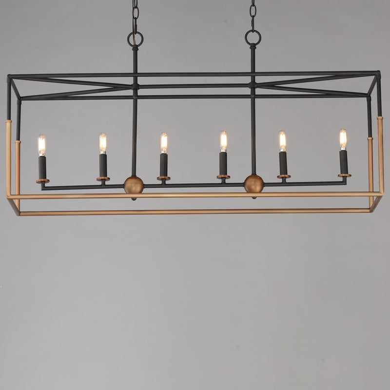 Maxim Lighting SoHo 6Lt 21" Linear Pendant, Black/Weathered Brass
