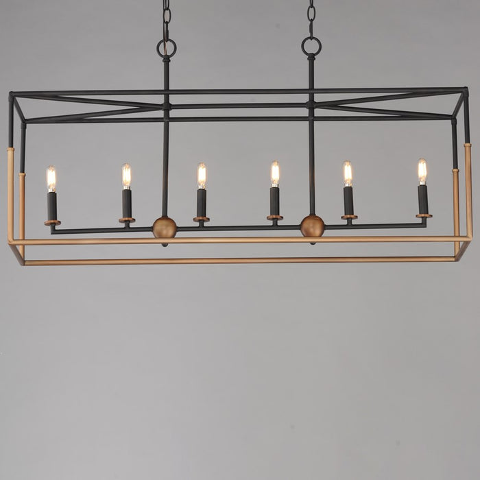 Maxim Lighting SoHo 6Lt 21" Linear Pendant, Black/Weathered Brass