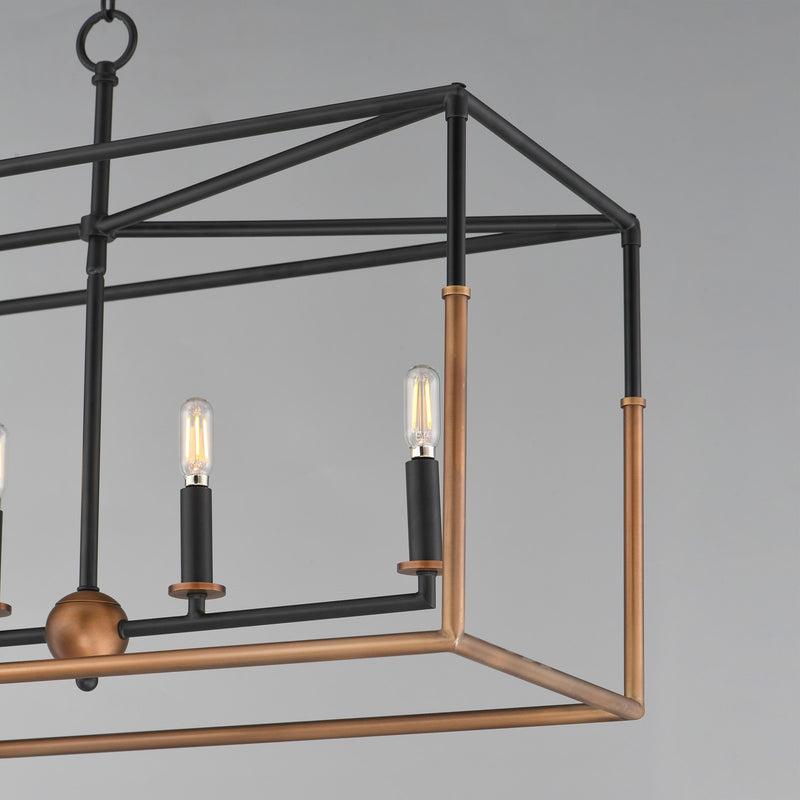 Maxim Lighting SoHo 6Lt 21" Linear Pendant, Black/Weathered Brass