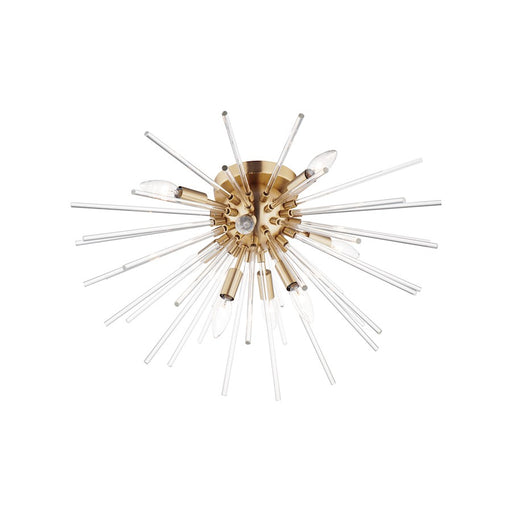Maxim Lighting Polaris 8-Light Flush Mount, Satin Brass/Clear