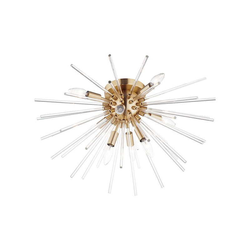 Maxim Lighting Polaris 8-Light Flush Mount, Satin Brass/Clear
