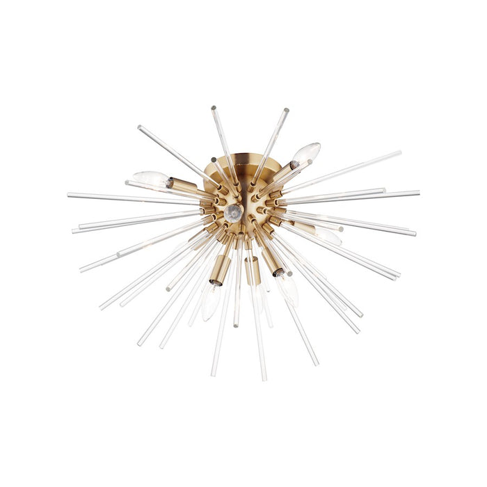 Maxim Lighting Polaris 8-Light Flush Mount, Satin Brass/Clear