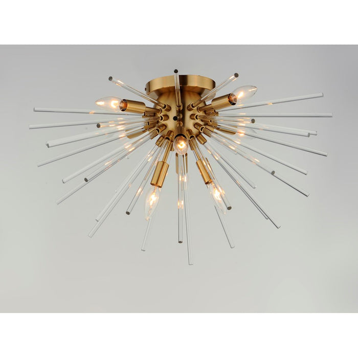 Maxim Lighting Polaris 8-Light Flush Mount, Satin Brass/Clear