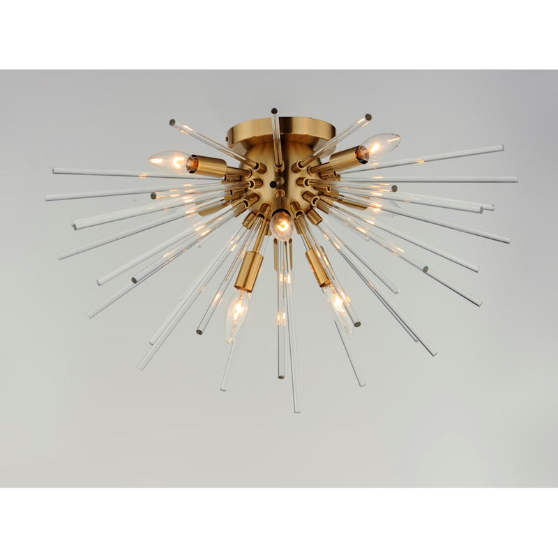 Maxim Lighting Polaris 8-Light Flush Mount, Satin Brass/Clear