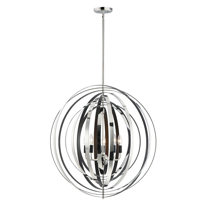 Maxim Lighting Radial 5-Light Chandelier, Polished Nickel/Black