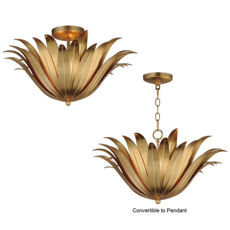 Maxim Lighting Firenze 3 Light 12.75" Semi-Flush Mount, Gold Leaf