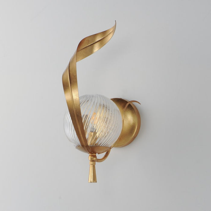 Maxim Lighting Firenze 1Lt 13.25" Wall Sconce, Gold/Clear Ribbed