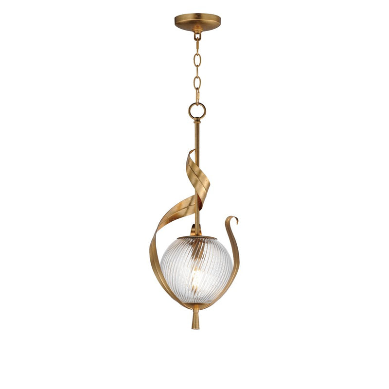 Maxim Lighting Firenze 1Lt 25" Single Pendant, Gold/Clear Ribbed - 28712CRGL