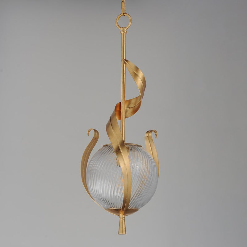 Maxim Lighting Firenze 1Lt 25" Single Pendant, Gold/Clear Ribbed