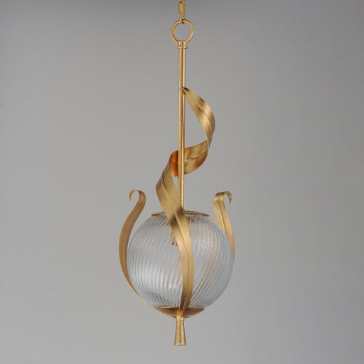 Maxim Lighting Firenze 1Lt 25" Single Pendant, Gold/Clear Ribbed