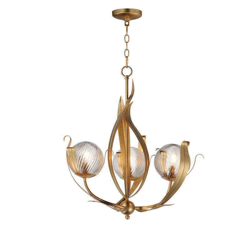 Maxim Lighting Firenze 3 Light 25.75" Chandelier, Gold Leaf