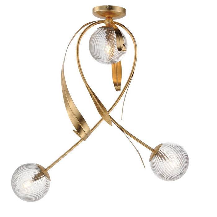 Maxim Lighting Firenze 3Lt 31" Semi-Flush Mt, Gold Leaf/Clear Ribbed - 28714CRGL