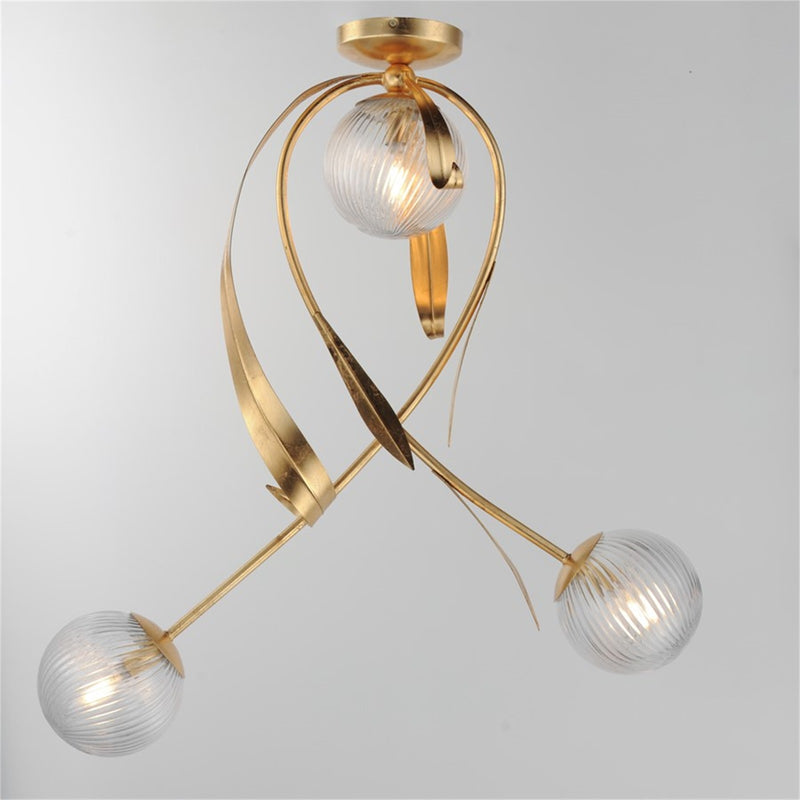 Maxim Lighting Firenze 3Lt 31" Semi-Flush Mt, Gold Leaf/Clear Ribbed