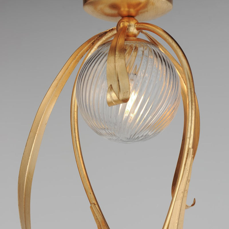 Maxim Lighting Firenze 3Lt 31" Semi-Flush Mt, Gold Leaf/Clear Ribbed