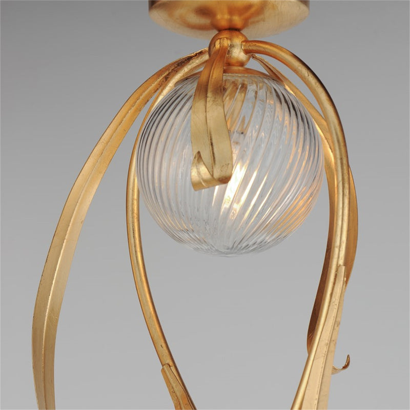 Maxim Lighting Firenze 3Lt 31" Semi-Flush Mt, Gold Leaf/Clear Ribbed