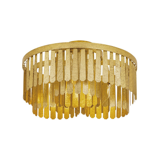 Maxim Lighting Regalia 20in 3-Light Semi-Flush Mount | Glam Gold Leaf and Steel | Bedroom & Hallway | 20 x 20 x 11 in | Model 28760GL