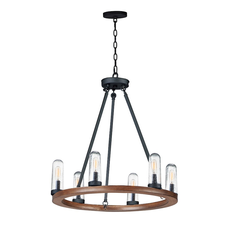 Maxim Lighting Lido 6-Light Outdoor Chandelier, Pecan/Black