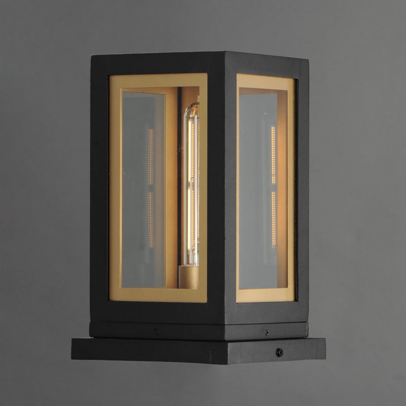 Maxim Neoclass 1Lt 11.5" Outdoor Deck Lantern, Blk/Gld/Clr