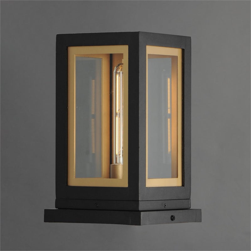 Maxim Neoclass 1Lt 11.5" Outdoor Deck Lantern, Blk/Gld/Clr