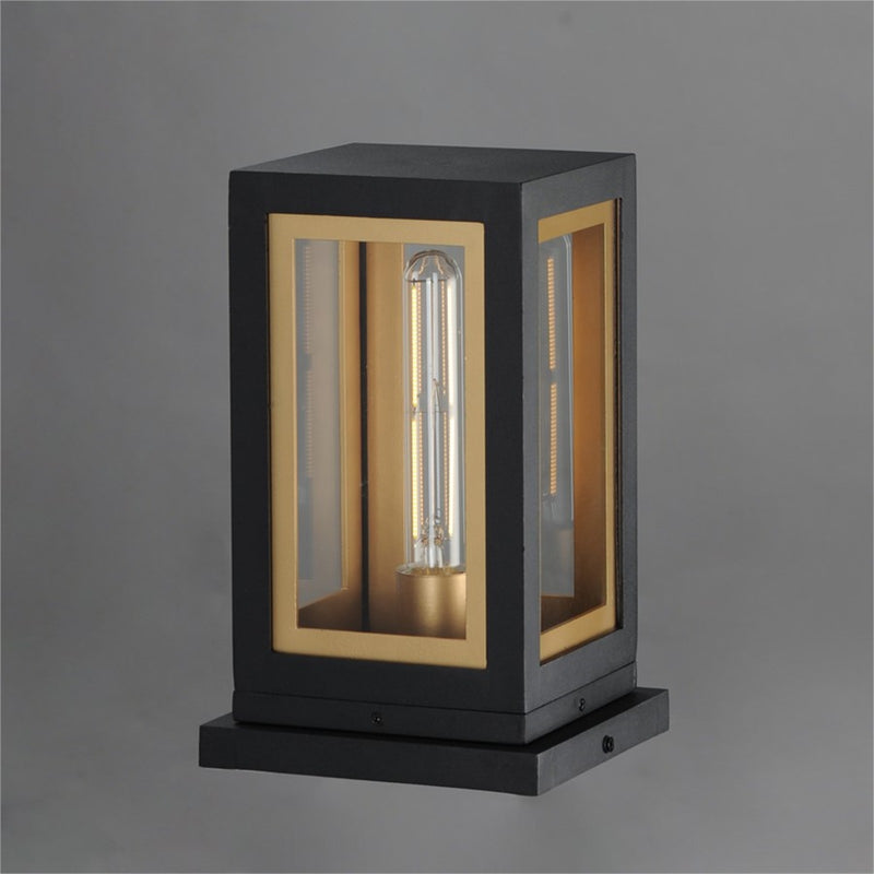 Maxim Neoclass 1Lt 11.5" Outdoor Deck Lantern, Blk/Gld/Clr