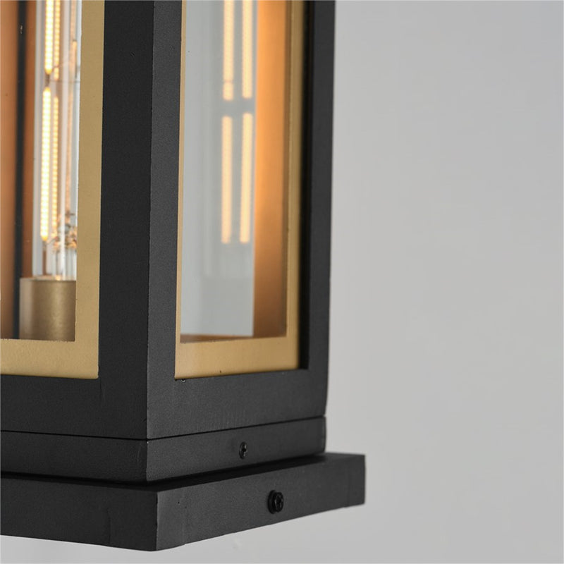 Maxim Neoclass 1Lt 11.5" Outdoor Deck Lantern, Blk/Gld/Clr