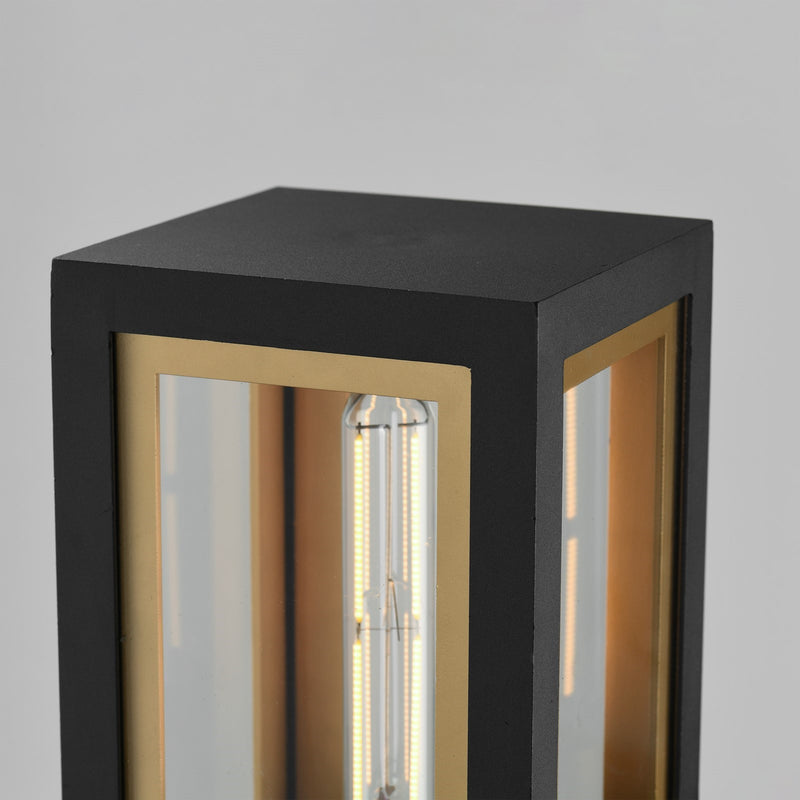 Maxim Neoclass 1Lt 11.5" Outdoor Deck Lantern, Blk/Gld/Clr