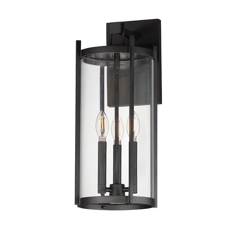 Maxim Lighting Belfry 3 Light Wall Sconce, Black/Clear