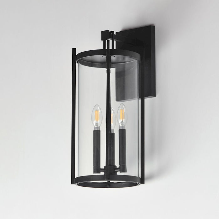 Maxim Lighting Belfry 3 Light Wall Sconce, Black/Clear