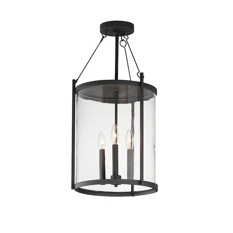 Maxim Lighting Belfry 3 Light Outdoor Pendant, Black/Clear