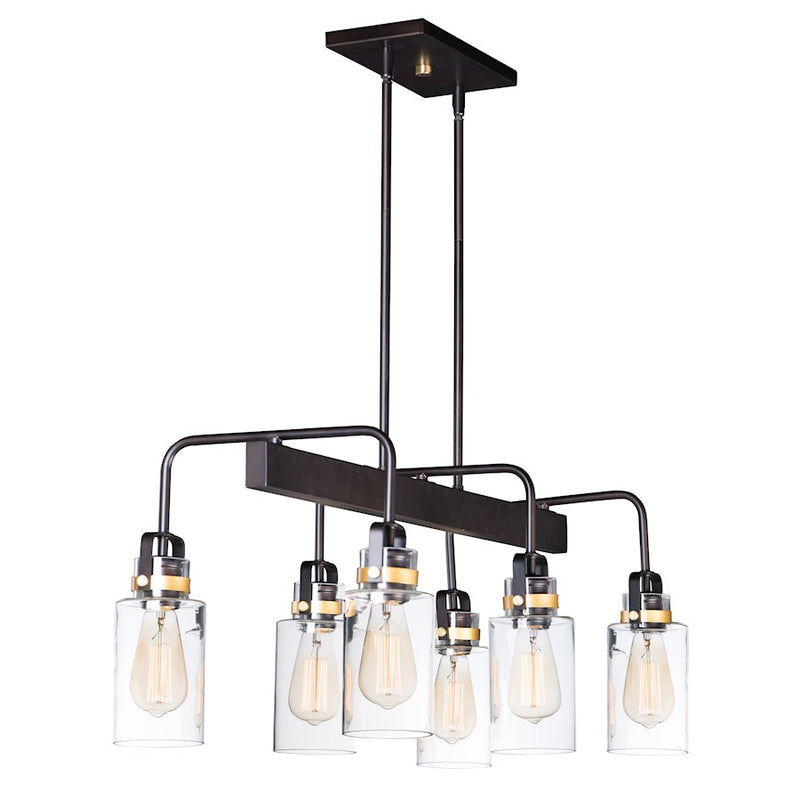Maxim Lighting Magnolia 6 Light Linear Pendant, Bronze/Gold