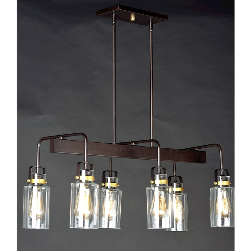 Maxim Lighting Magnolia 6 Light Linear Pendant, Bronze/Gold