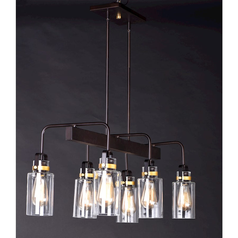Maxim Lighting Magnolia 6 Light Linear Pendant, Bronze/Gold