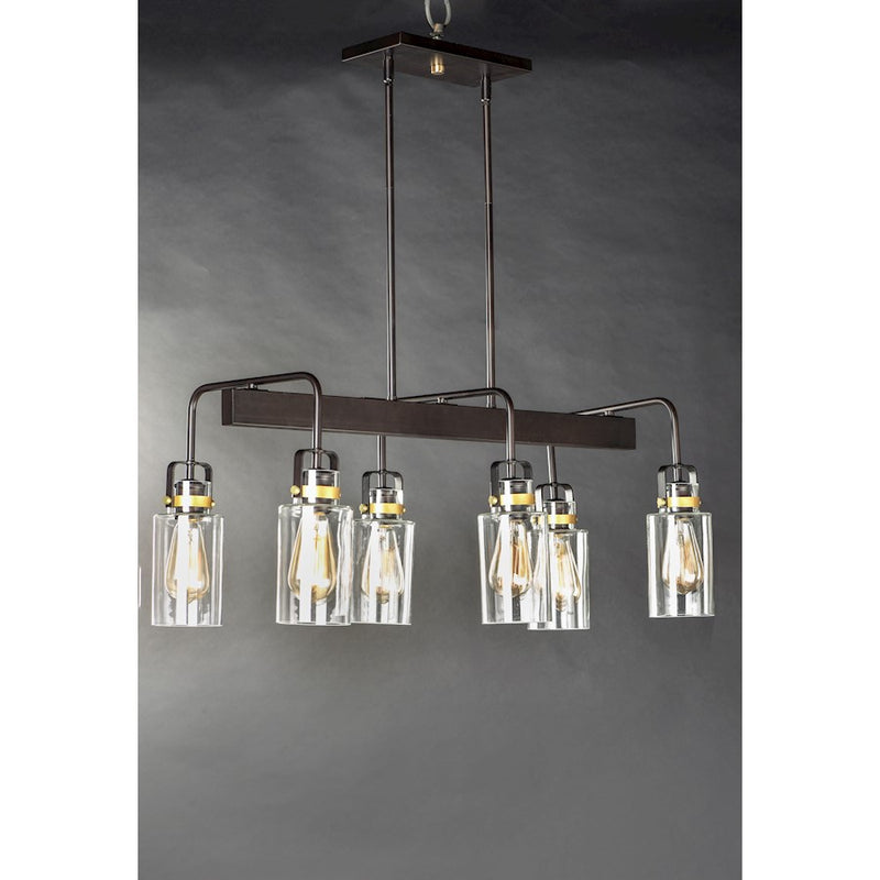 Maxim Lighting Magnolia 6 Light Linear Pendant, Bronze/Gold