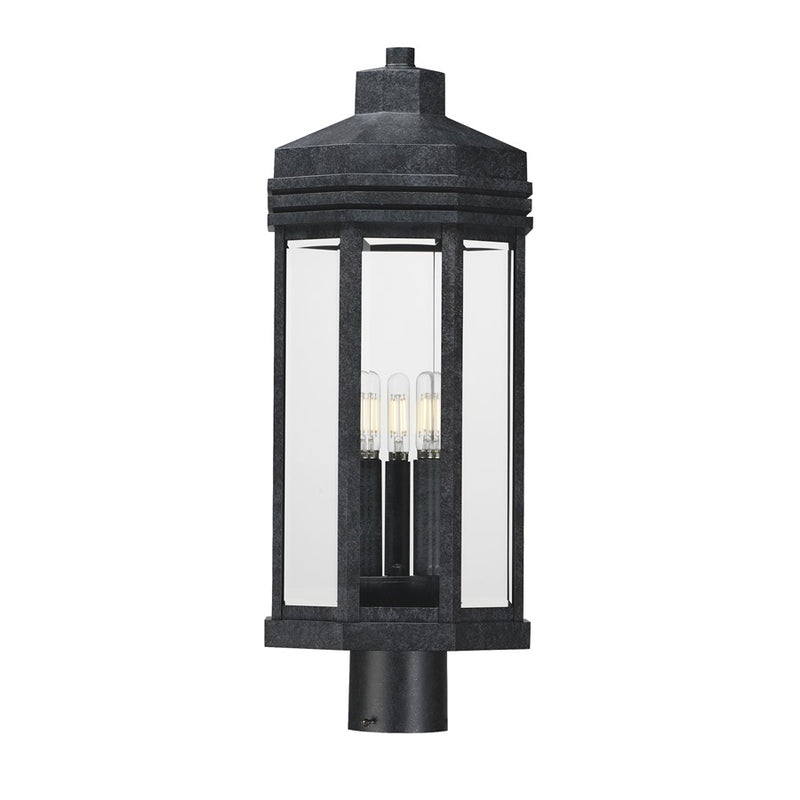 Maxim Lighting Wright 3Lt Outdoor Pole/Post, Black Patina/Clear