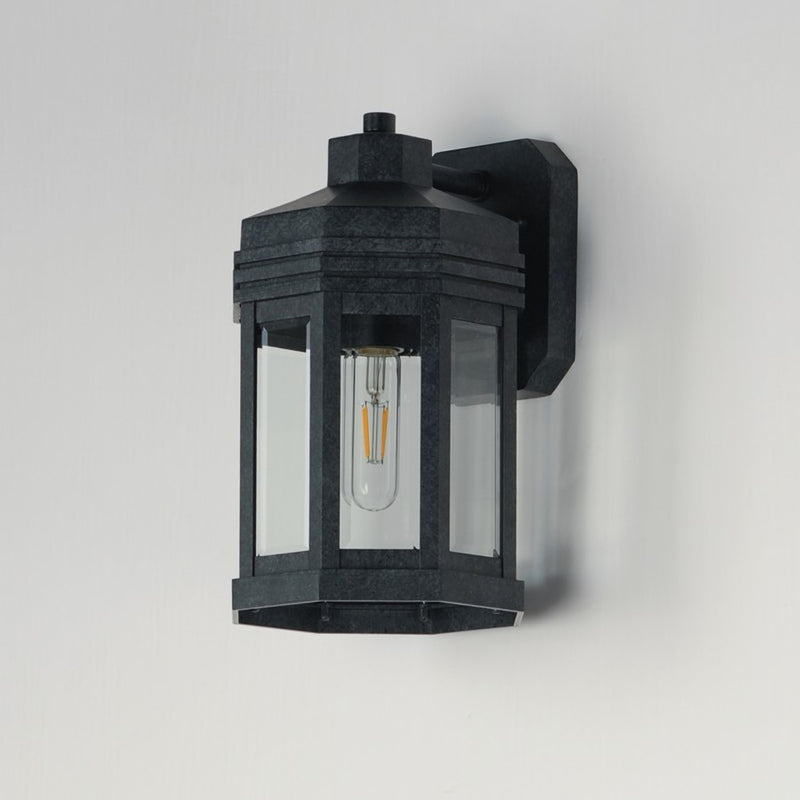 Maxim Lighting Wright 1Lt 12" Outdoor Wall, Black Patina/Clear
