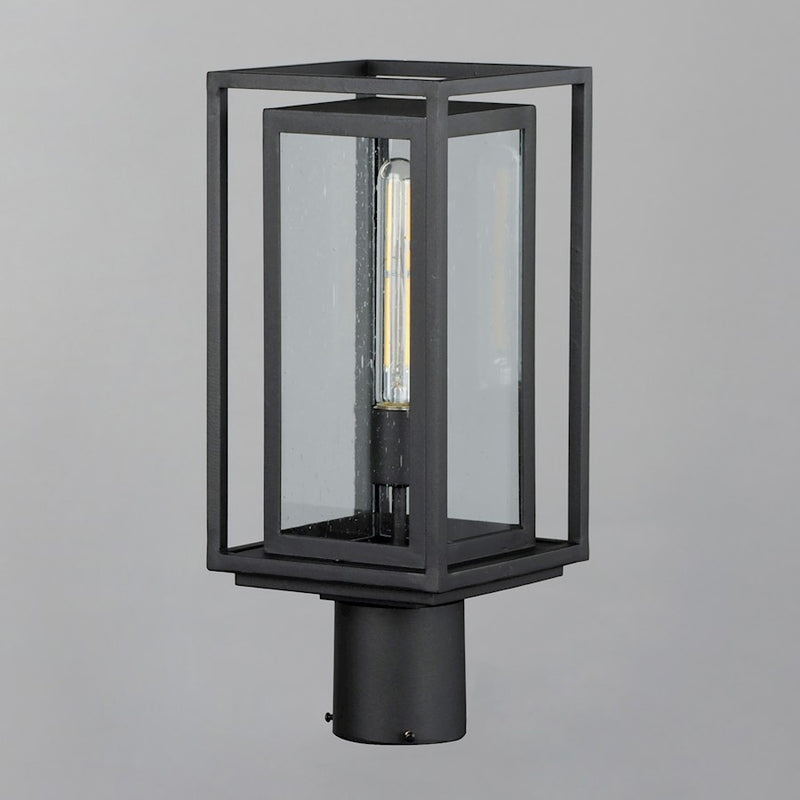 Maxim Lighting Cabana 1 Light Outdoor Post Mount, Black/Seedy