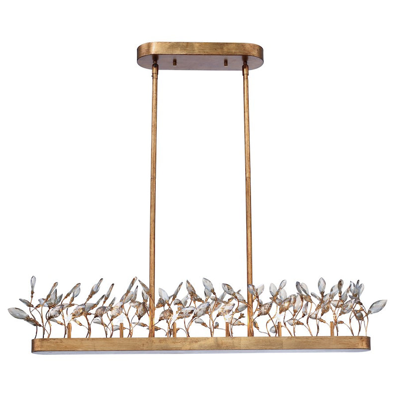 Maxim Lighting Crystal Garden 6-Light Linear Chandelier, Gold Leaf