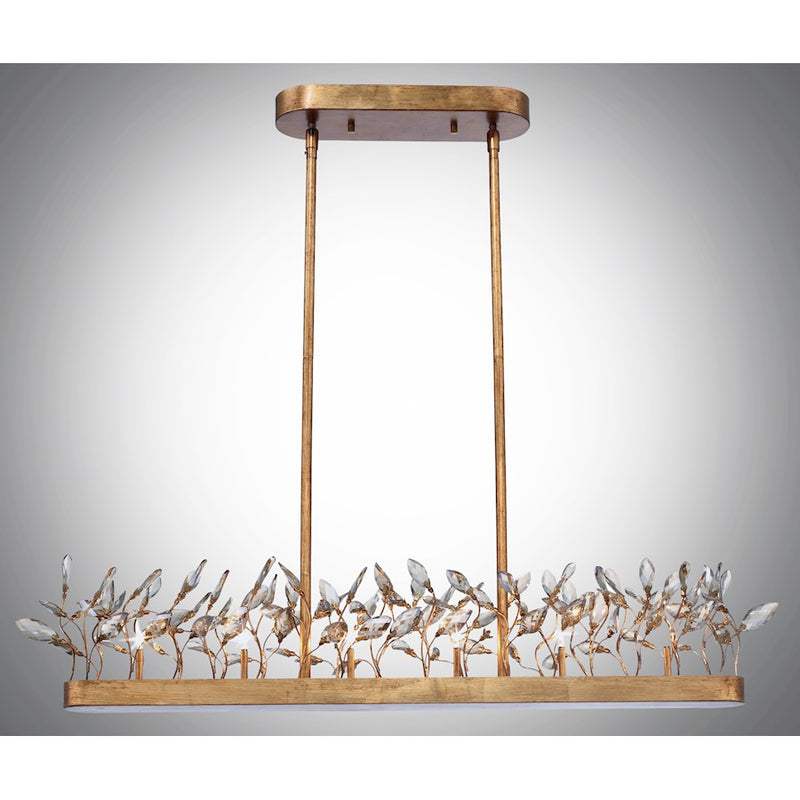 Maxim Lighting Crystal Garden 6-Light Linear Chandelier, Gold Leaf